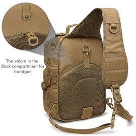 G4Free Tactical Sling Backpack Big Molle EDC Crossbody Bag Pack Military Style for Concealed Carry(676-Tan)