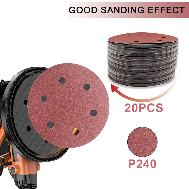 225mm Sander Disc 240 Grit 6 Holes, Hook and Loop