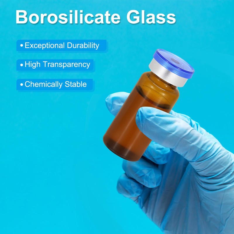 PATIKIL 12pcs 7ml Amber Borosilicate Glass Sample Vials with Aluminum