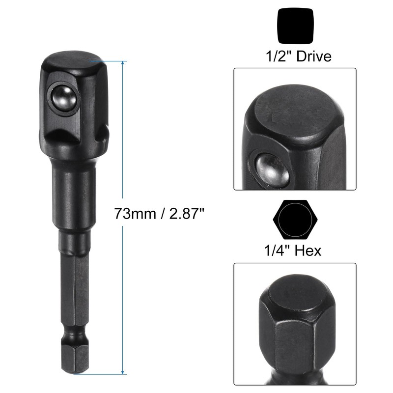 sourcing map 1/2" Drive 13mm 6-Point Deep Sockets 3" Length