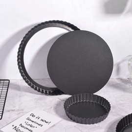 Tnfeeon Molde Redondo para Tartas, Molde para Tartas Antiadherente con Fondo Extraíble Moldes para Tartas Acanalados Grandes para Hornear, Molde para Quiche(12 Pulgadas)