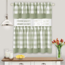 Achim Home Furnishings Hunter Window Curtain Tier Pair and Valance Set, 57" x 36", Apple Green