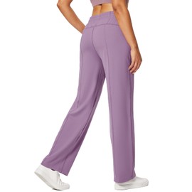 BALEAF Women's Straight Leg Sweatpants Wide Leg Athletic Lounge Pants Pockets Stretch Workout Tall Purple M