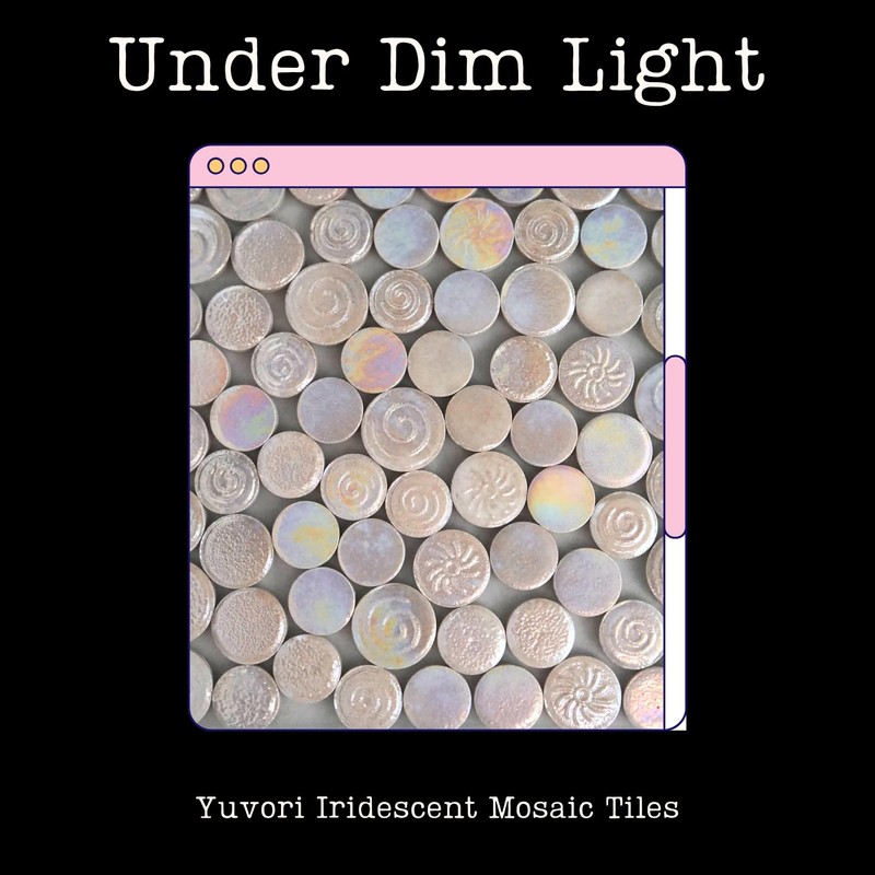 Yuvori 1lb Iridescent Round Ceramic Mosaic Tile DIY for Bathroom,