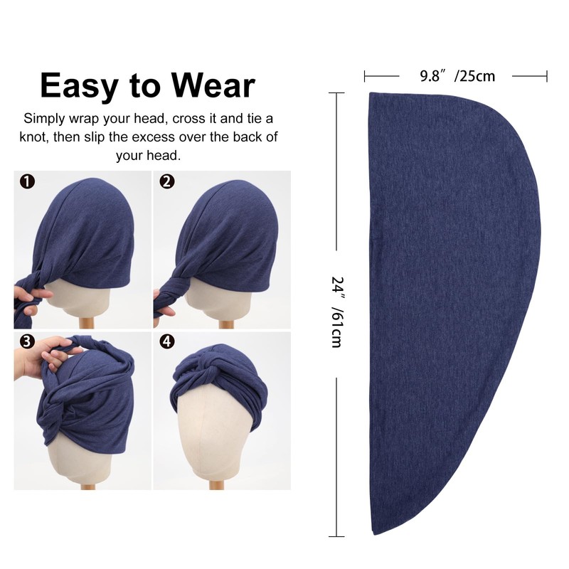 DRESHOW Hair Wrap for Women Ribbed Soft Turban Stretch Jersey