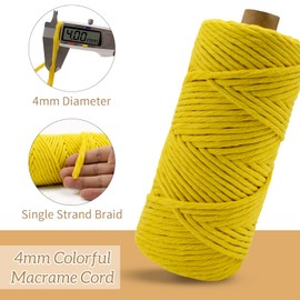 LEREATI Macrame Cord 4mm x 100m, Single Strand Thick Macrame Rope Yarn Natural Cotton Cord, Craft Macrame String for Plant Hanger, Wall Hanging, Knitting, DIY, Home Decorations (Deep Purple)