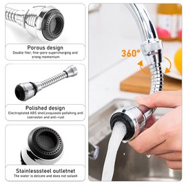 UOCAI Pack of 4 Tap Extension Hose, 360° Rotating Tap Extension, Kitchen Flexible Tap Attachment, Tap Extension, Anti Splash Tap Aerator for Kitchen Sink