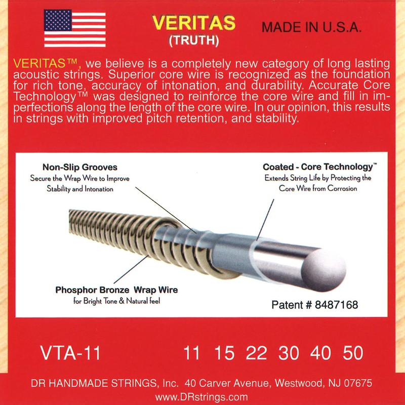 DR Veritas 11 - 50 Longer life Acoustic Guitar strings