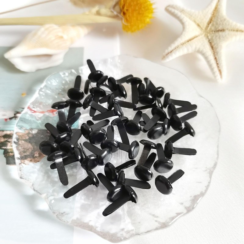 BlingKingdom BlingKingdom 100pcs Black Split Pins Pastel Metal Brad Fasteners