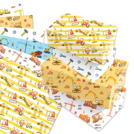 Adirasenotek Construction Wrapping Paper for Boy Kids 12 Sheets,6 Types Large Truck Gift Wrap Tractor Wrapping Paper for Holiday Birthday Wrapping Paper Boy Kids DIY Crafts Gift Wrapping (20x27In)
