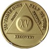 15 Year AA Medallion Traditional Bronze Raised Center Sobriety Chip