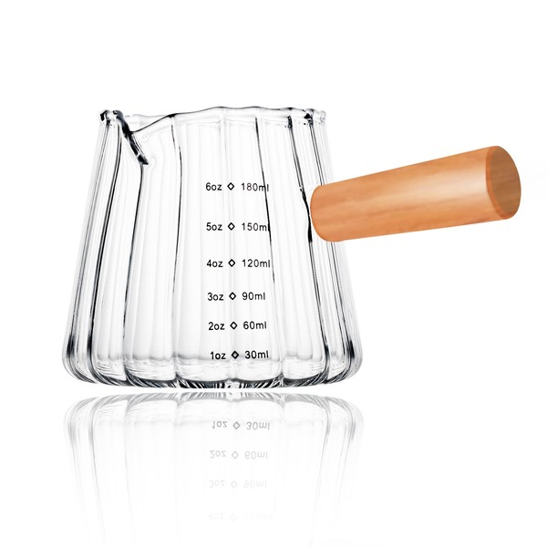Espresso Measuring Cups With Wood Handle 6 OZ, Espresso Glass