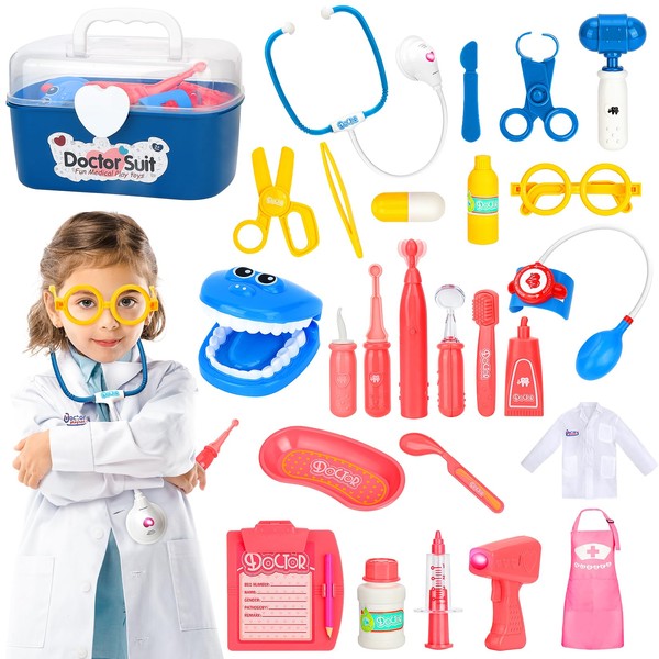 Kids-Toys,Doctor-Kit-for-Toddlers-3-5,Hapgo Pretend Play Christmas-Birthday-Gift Ideas,Toys for 3 4 5 6 7 8 Year Old Girls Boys,Toddler-Girls-Toys Dentist Kit Doctor Nurse Costume for Dress Up