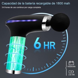 LED Pistola de Masaje,Pistola de masaje con luces de colores，Pistola de Masaje Muscular Portátil,Portátil 8Cabezales de Masaje para Relajar Los,12 Niveles Ajustables.