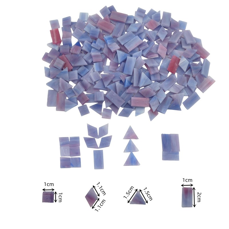 Stained Glass Mosaic Tiles 200g 230pcs Square Triangle Diamond Rectangle