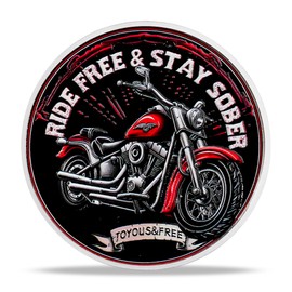 deDecoml Sober Motorcycle Challenge Coin Inspirational Recovery Token for Bikers in Sobriety Featuring Red Chopper