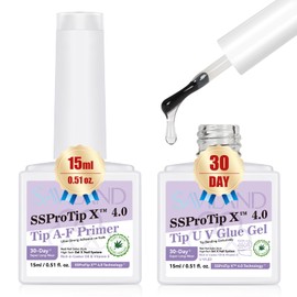 SAVILAND Pro Gel Nail Glue Duo Set: Extra Strong U V Nail Glue Gel with Nail Primer Rich in Castor Oil Vitamin E for 30-Day Long Lasting Gel Glue for Nails False Nail Tips Press Ons Home