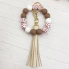 Phamines Wristlet Keychain Women,Cow Wood Beads Silicone Beaded Keyring Bracelet,Elastic