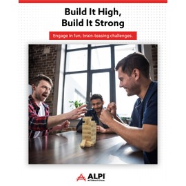 ALPI Wooden Tower Puzzle - Fun Block Games for Kids and Adults - 36 Pieces Wooden Stacking Blocks with Storage Case - Durable Tumbling Tower Game for Family Game Nights & Travel - Natural, 6”