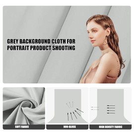 BEIYANG Light Grey 10 x 20 Ft Large Screen Backdrop Cloth for Photography, Non-Reflective Gray Photo Background Screen for Portrait Product Photo Studio Shooting Props, Background Decoration Cloth