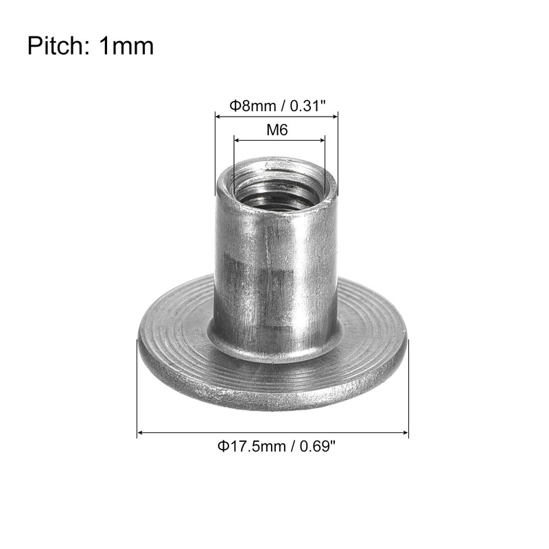 uxcell 12pcs M6 Carbon Steel Tee Nuts, Round Base Weld