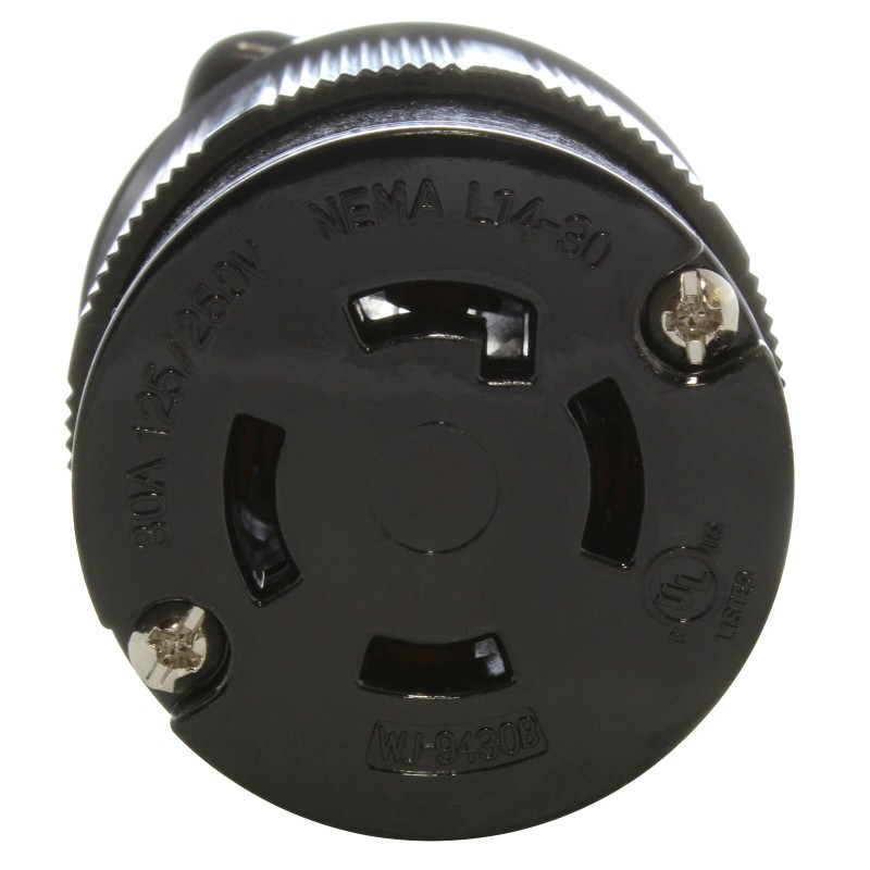AC WORKS® 30A 125/250V NEMA L14-30R 4-Prong Female Connector Assembly