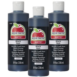 Apple Barrel Acrylic Paint, Black (Pack of 3) 8 oz, 20404EA- (Pack of 3)