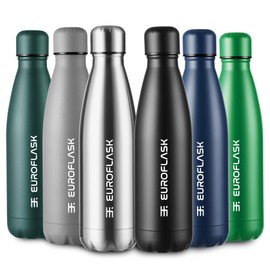 EuroFlask Stainless Steel Water Bottle, Leak Proof Metal Water Bottles with Double Wall Vacuum Insulation-12 Hrs Hot & 24 Hrs Cold Drinks Bottle for Gym, Sports and Work (Grey, 750 mL)