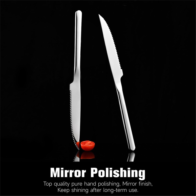KINGSTONE Sharp Steak Knives, German Stainless Steel Steak Knife Set