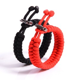 The Friendly Swede Pack of 2 Friendship Bracelets Made of Paracord with Metal Clasp and Adjustable Size (Black and Red)
