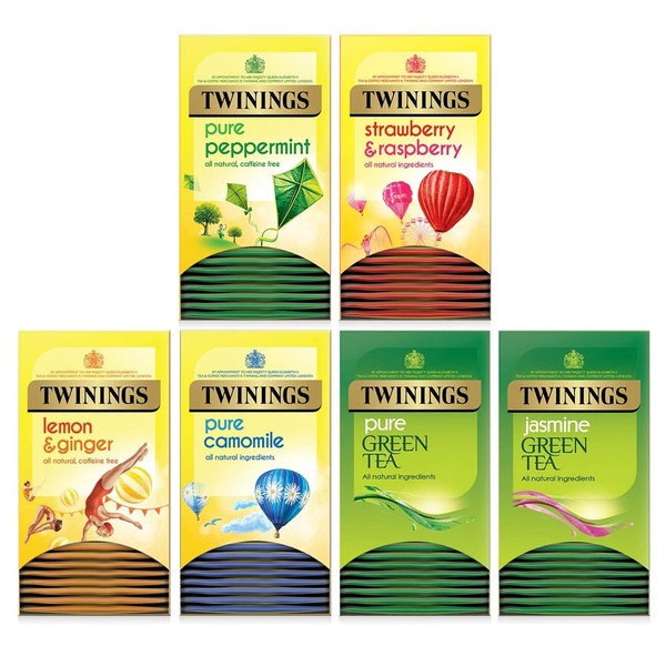 Twinings Infusions Fruit Green Variety Pack 6 x 20 Assorted Individually Wrapped Tea Envelopes (120 tea envelopes)