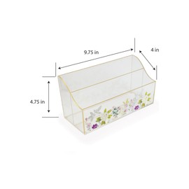 Papyrus Acrylic Mail Organizer – Gold Edge Clear Desk Organizer with Double Sided Floral Prints – Small Letter Holder for Mail, Bills, Cards, and More – Desktop Stationary Organizer – Office Supplies