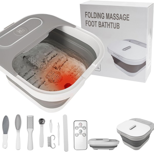 UNIFULL Collapsible Foot Spa Bath with Heat and Massage Rollers,