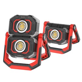 FORTO Rechargeable Work Light, 2000LM 2 COB Portable Flood Light, 8 Modes, Waterproof IP67, Suitable for Outdoor Camping Car Repair (2pcs)