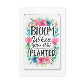 Garden Inspiration Metal Sign 8X12IN "Bloom Where Planted" Rustic Wall Decor for Greenhouse, Porch & Botanical Boho Room Aesthetic
