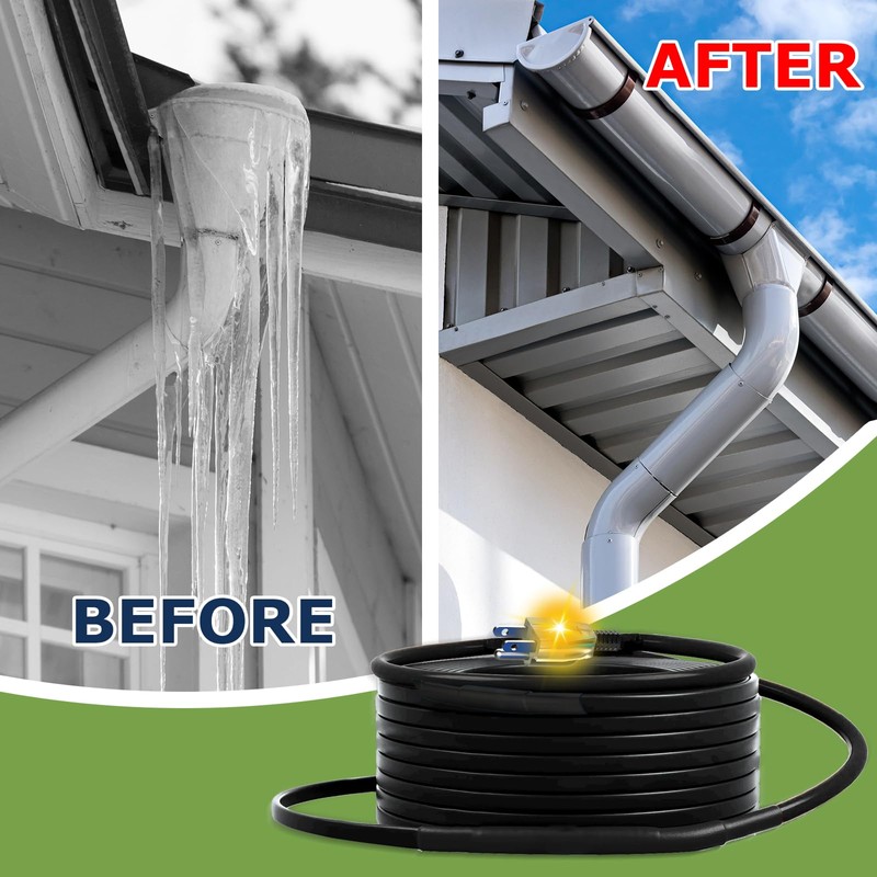 MAXKOSKO Roof Gutter Heat Cable for Snow Melting, Roof De-Icing