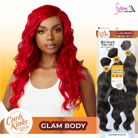Sensationnel Curls kinksandco synthetic bundles - glam body multibundle quick weave hair for natural 3c to 4c hair textures (18 20 22 inch, APPLERED)