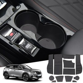 WEIPIN Non-slip Rubber Mats Compatible for Peugeo-t 2008 e-2008 2020-2024 2025, Dustproof Mats for Glove Box, Armrest, Cup Holder, Door Groove and 2008 2023 Accessories (Black)