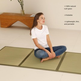 MustMat Tatami Mat Rush Grass Tatami Mattress Japanese Traditional Foldable (twin-39"x78")