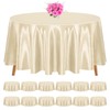 REWOMC 12 Pack Champagne Round Tablecloth, 108 Inch Silky Satin