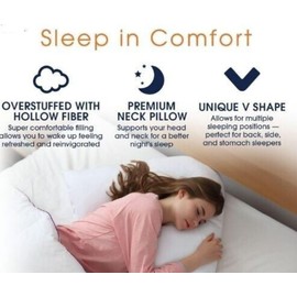 HOMES-LINEN V Pillow Orthopaedic V Shaped Pillow Extra Cushioning Support For Head Neck & Back Includes Complimentary FREE Cream V Pillow Case (Cream, V-Pillow With Cover)