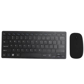 2.4G Wireless Keyboard Mouse Combo 78 Keys Keyboard USB Receiver Thin PC Keyboard Mouse Combo for Desktop Computers Mobile Devices Tablets Black