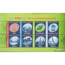 Prophila Collection Austria 2697-2704 Small Sheet (Complete Edition) Stamped 2008 Football Euro Stamps for Collectors Football