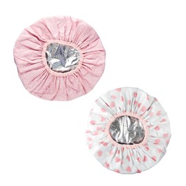 Bojueshaw 2pcs Deep Conditioning Heat Caps,Steam Caps,Double Layer Waterproof Hair Treatment Cap for Hot Oil & Coloring(Pink Series)