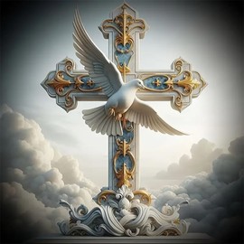 BOHADIY Cross Diamond Art Painting Kits for Adults - Full Drill Peace Dove Diamond Dots Paintings for Beginners, Round 5D Paint with Diamonds Pictures Gem Art DIY Crafts Kits 12x12inch