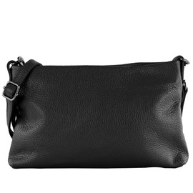 modamoda de - T258 - Women's Italian Leather Shoulder Bag, black
