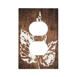 Plant Minimalist Leaves 1 Gang Electrical Duplex Outlet Cover Brown White Decorative Single Receptacle Faceplate Rustic Leaf Light Switch Cover Wallplate for Home Decor