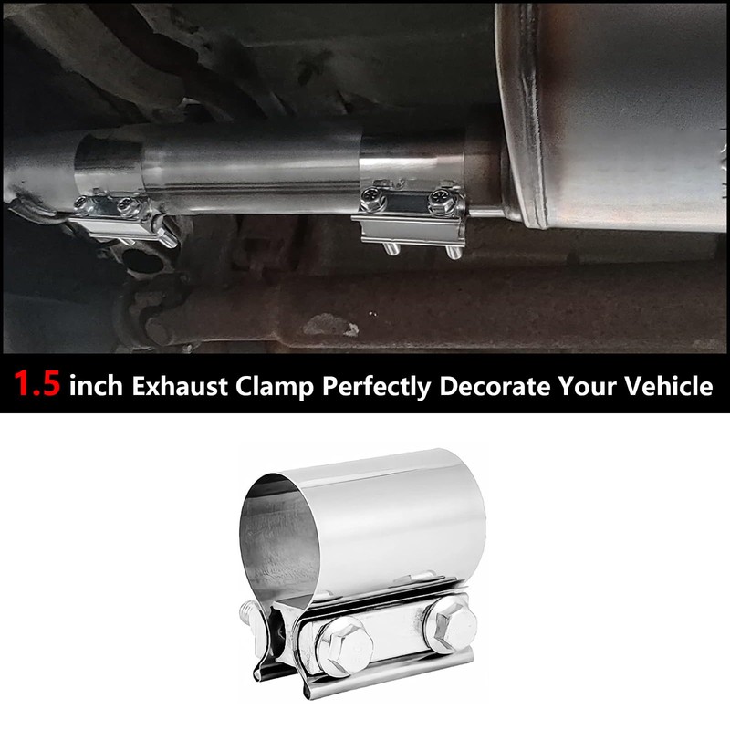 ELSHINE 1.5 Inch Exhaust Clamp1.5 Butt Joint Band Clamp Exhaust