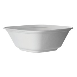 ECO PRODUCTS Compostable 80oz Serving Bowls, Case of 100, Regalia Vanguard Square Container, Disposable Renewable White Molded Fiber, No PFAS, Lid Available, ASTM Compliant, BPI-Certified