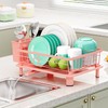 YOFUGA Cute Pink Dish Drying Rack with Drainboard,Dish Racks for